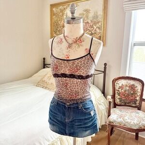 eopard cami top  y2k express leopard print cami top size small
